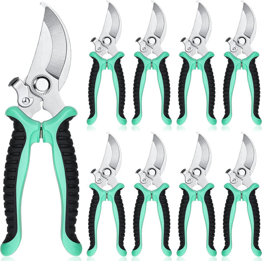 9 Pcs Garden Shears Pruning Garden Clippers Bulk Bypass Pruner Heavy Duty for Gardening Hedge Plant Cutting Flower Scissors for Tree Trimming Bonsai Cutting Fruits Picking(Green)