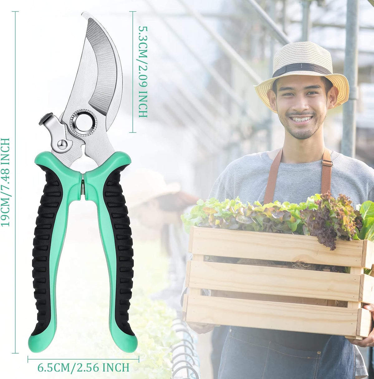 9 Pcs Garden Shears Pruning Garden Clippers Bulk Bypass Pruner Heavy Duty for Gardening Hedge Plant Cutting Flower Scissors for Tree Trimming Bonsai Cutting Fruits Picking(Green)