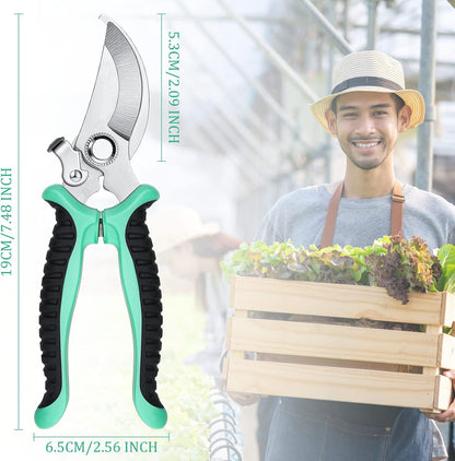 9 Pcs Garden Shears Pruning Garden Clippers Bulk Bypass Pruner Heavy Duty for Gardening Hedge Plant Cutting Flower Scissors for Tree Trimming Bonsai Cutting Fruits Picking(Green)