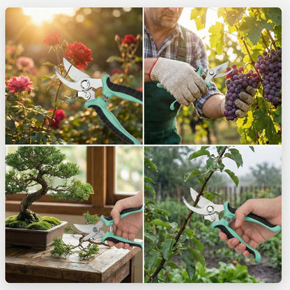 9 Pcs Garden Shears Pruning Garden Clippers Bulk Bypass Pruner Heavy Duty for Gardening Hedge Plant Cutting Flower Scissors for Tree Trimming Bonsai Cutting Fruits Picking(Green)