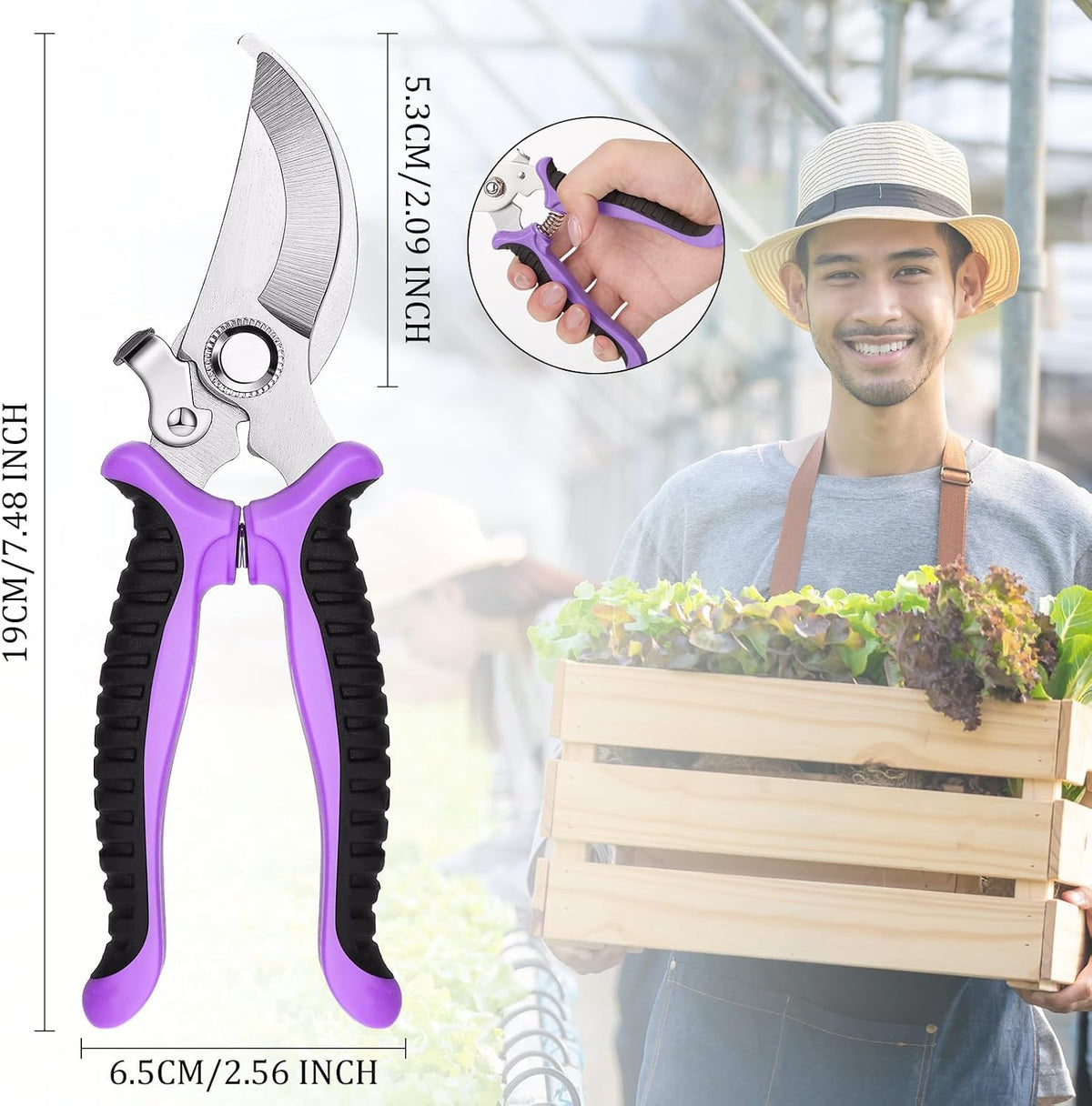 9 Pcs Garden Shears Pruning Garden Clippers Bulk Bypass Pruner Heavy Duty for Gardening Hedge Plant Cutting Flower Scissors for Tree Trimming Bonsai Cutting Fruits Picking(Green)