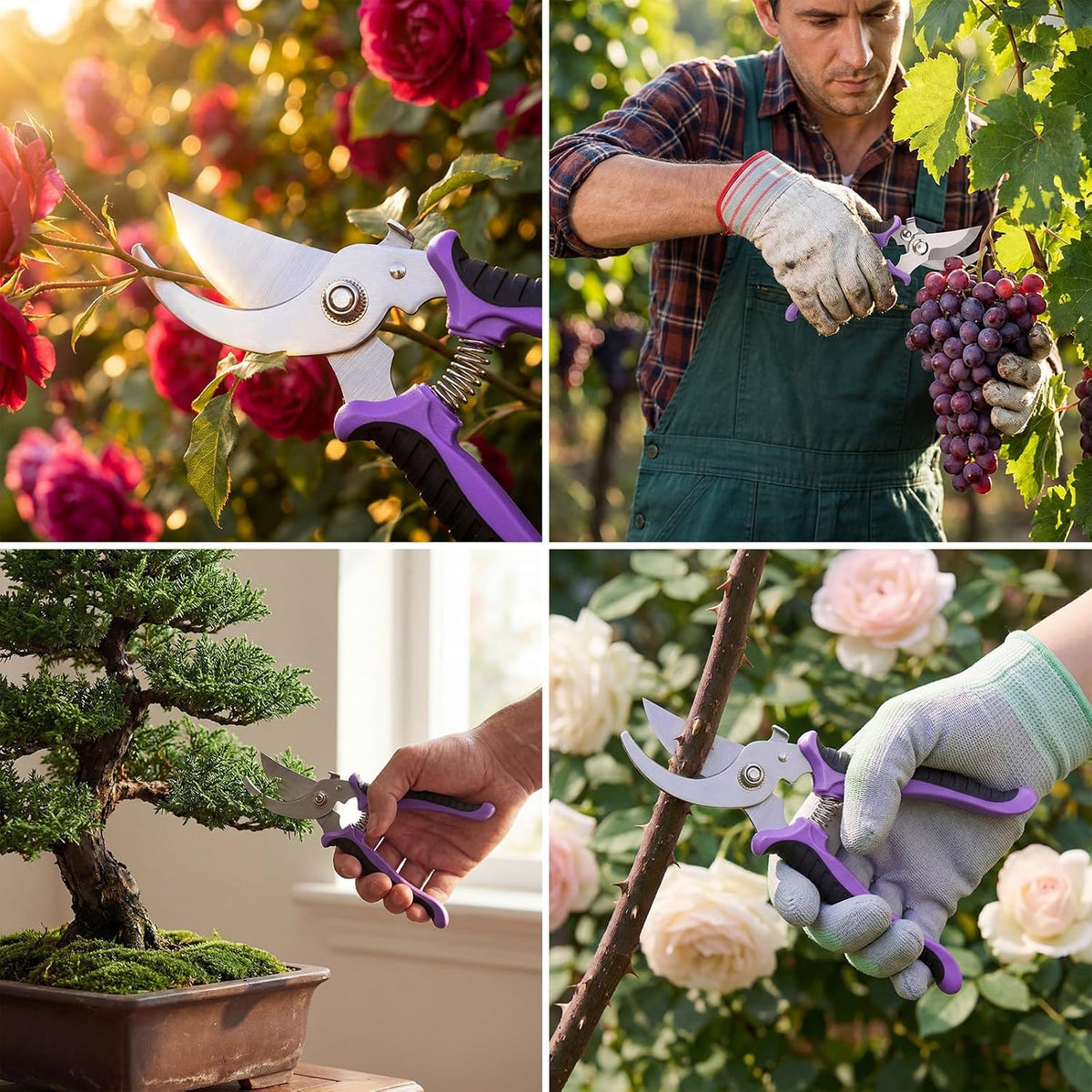 9 Pcs Garden Shears Pruning Garden Clippers Bulk Bypass Pruner Heavy Duty for Gardening Hedge Plant Cutting Flower Scissors for Tree Trimming Bonsai Cutting Fruits Picking(Green)