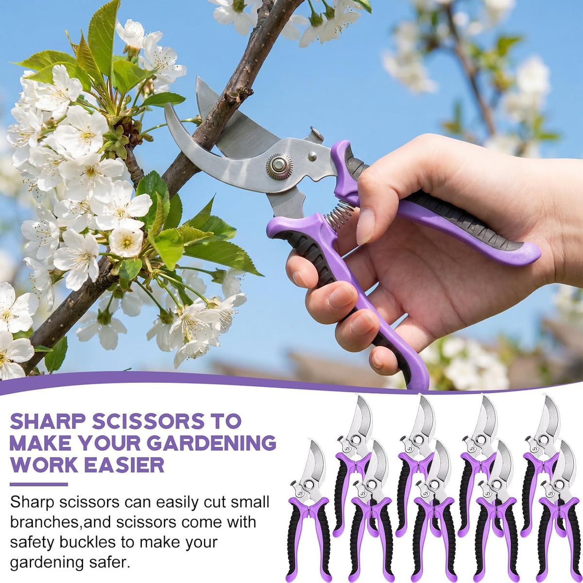 9 Pcs Garden Shears Pruning Garden Clippers Bulk Bypass Pruner Heavy Duty for Gardening Hedge Plant Cutting Flower Scissors for Tree Trimming Bonsai Cutting Fruits Picking(Green)