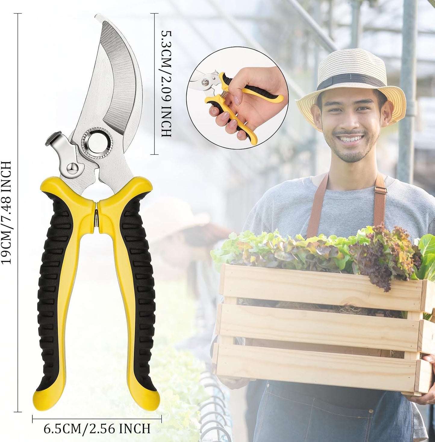 9 Pcs Garden Shears Pruning Garden Clippers Bulk Bypass Pruner Heavy Duty for Gardening Hedge Plant Cutting Flower Scissors for Tree Trimming Bonsai Cutting Fruits Picking(Green)