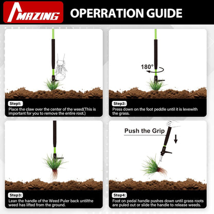 39" Long Handle Weed Puller,3-Claw Stand Up Weeder Hand Tool,Ergonomic D-Handle Garden Weeding Tool for Effortless Root Removal,Standup Weed Pulling Tool for Yard Garden Dandelion Crabgrass
