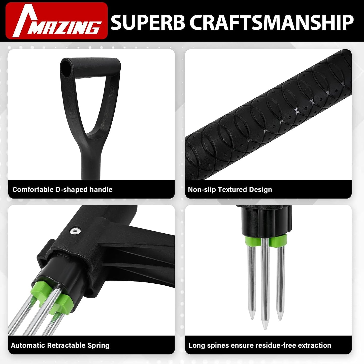 39" Long Handle Weed Puller,3-Claw Stand Up Weeder Hand Tool,Ergonomic D-Handle Garden Weeding Tool for Effortless Root Removal,Standup Weed Pulling Tool for Yard Garden Dandelion Crabgrass