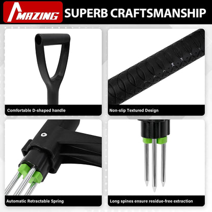 39" Long Handle Weed Puller,3-Claw Stand Up Weeder Hand Tool,Ergonomic D-Handle Garden Weeding Tool for Effortless Root Removal,Standup Weed Pulling Tool for Yard Garden Dandelion Crabgrass