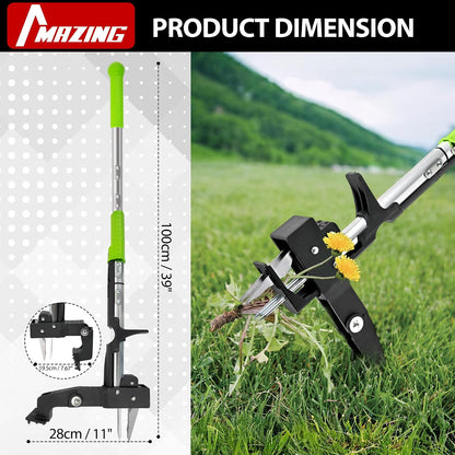 39" Long Handle Weed Puller,3-Claw Stand Up Weeder Hand Tool,Ergonomic D-Handle Garden Weeding Tool for Effortless Root Removal,Standup Weed Pulling Tool for Yard Garden Dandelion Crabgrass