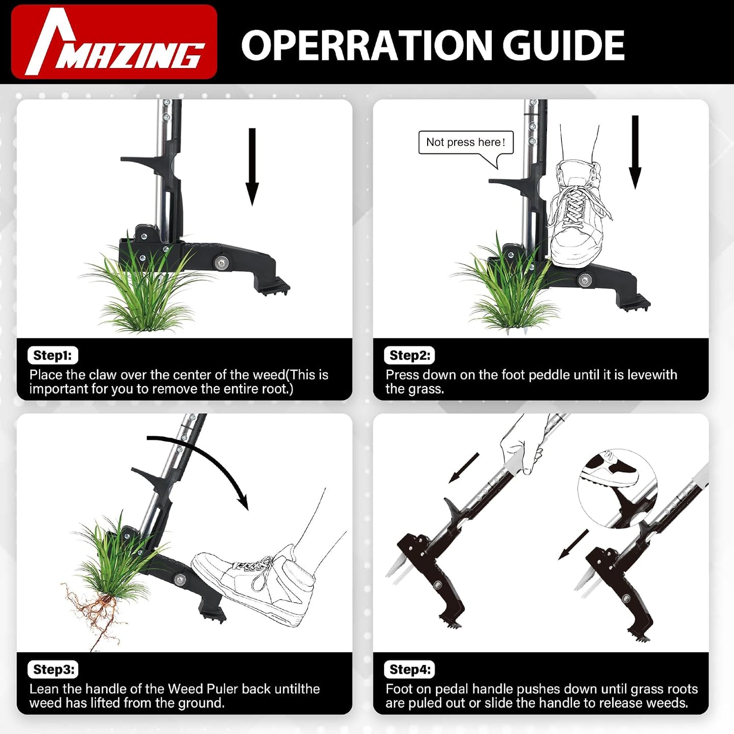 39" Long Handle Weed Puller,3-Claw Stand Up Weeder Hand Tool,Ergonomic D-Handle Garden Weeding Tool for Effortless Root Removal,Standup Weed Pulling Tool for Yard Garden Dandelion Crabgrass