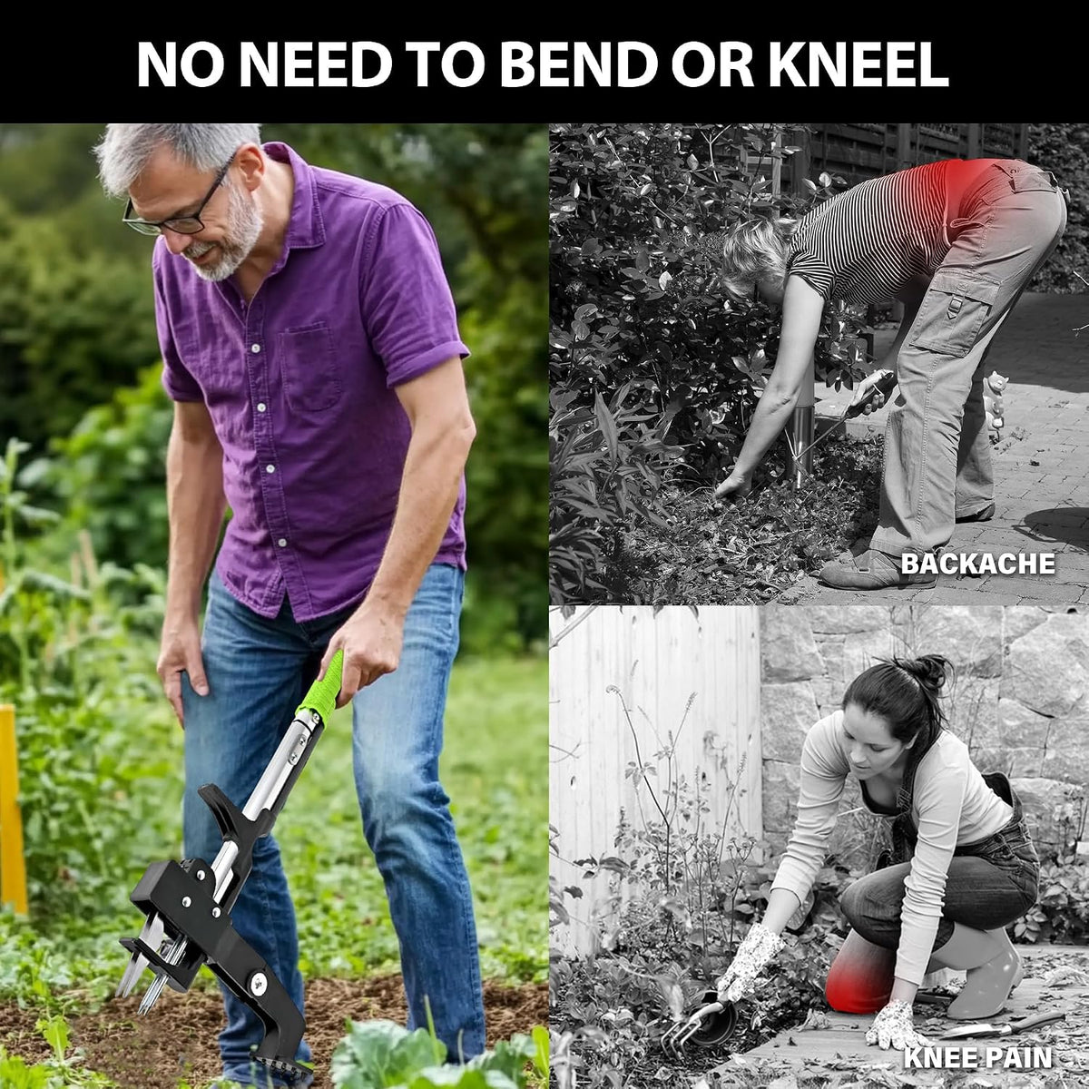 39" Long Handle Weed Puller,3-Claw Stand Up Weeder Hand Tool,Ergonomic D-Handle Garden Weeding Tool for Effortless Root Removal,Standup Weed Pulling Tool for Yard Garden Dandelion Crabgrass