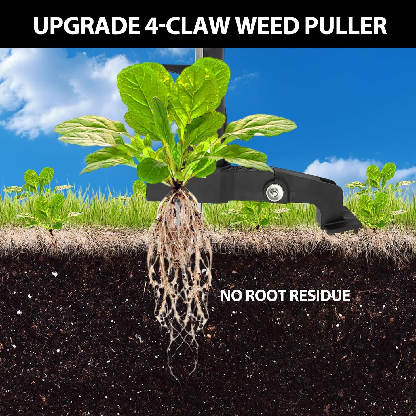 39" Long Handle Weed Puller,3-Claw Stand Up Weeder Hand Tool,Ergonomic D-Handle Garden Weeding Tool for Effortless Root Removal,Standup Weed Pulling Tool for Yard Garden Dandelion Crabgrass