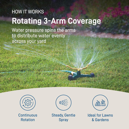 3-Arm High-Rise Lawn Sprinkler, Adjustable Range - 58288