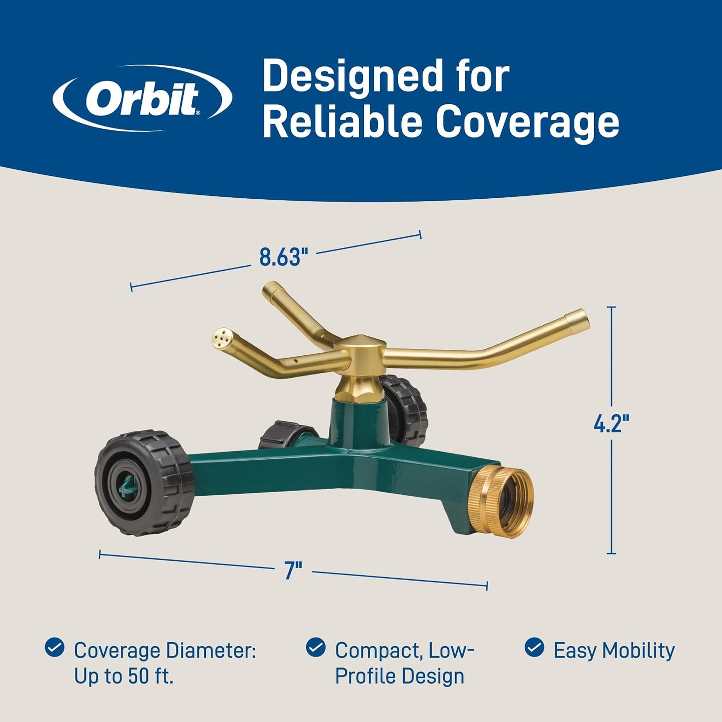 3-Arm High-Rise Lawn Sprinkler, Adjustable Range - 58288