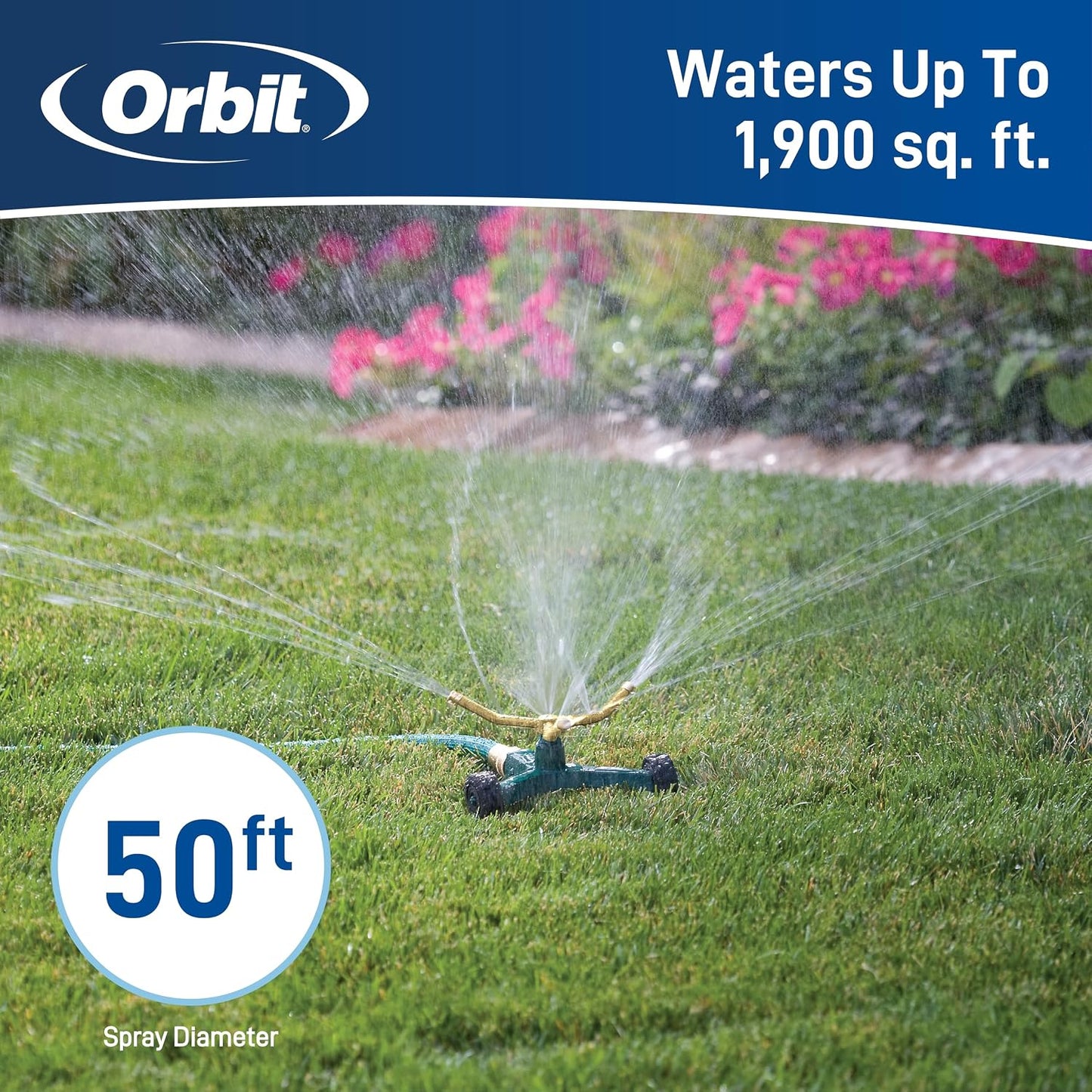 3-Arm High-Rise Lawn Sprinkler, Adjustable Range - 58288