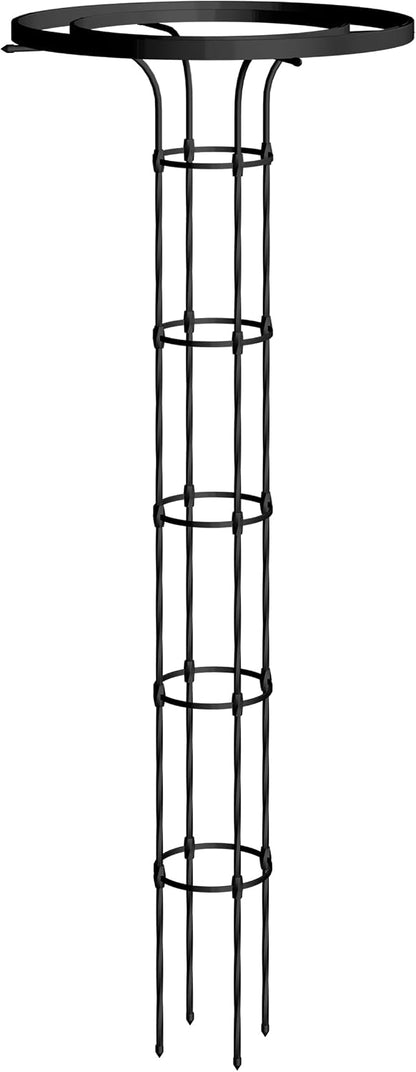 6.89FT Mushroom Top Obelisk Trellis for Outdoor Climbing Plants, Rustproof PE-Coated Metal Poles Support, Decorative Garden Trellis for Climbing Rose, Wisteria, Black