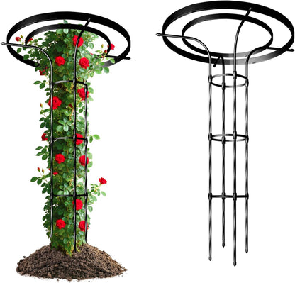 6.89FT Mushroom Top Obelisk Trellis for Outdoor Climbing Plants, Rustproof PE-Coated Metal Poles Support, Decorative Garden Trellis for Climbing Rose, Wisteria, Black