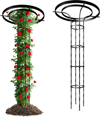 6.89FT Mushroom Top Obelisk Trellis for Outdoor Climbing Plants, Rustproof PE-Coated Metal Poles Support, Decorative Garden Trellis for Climbing Rose, Wisteria, Black