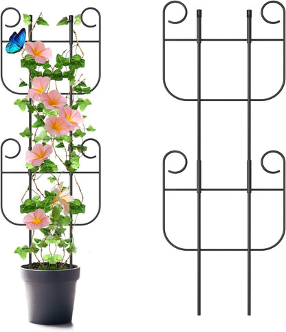 2 Pack Trellis for Climbing Plants Indoor, Expandable Heavy-Duty Metal Trellis for Potted Plants Outdoor, Flowers Vine Ivy, Sturdy Houseplant Pothos Plant Climber Support