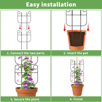 2 Pack Trellis for Climbing Plants Indoor, Expandable Heavy-Duty Metal Trellis for Potted Plants Outdoor, Flowers Vine Ivy, Sturdy Houseplant Pothos Plant Climber Support