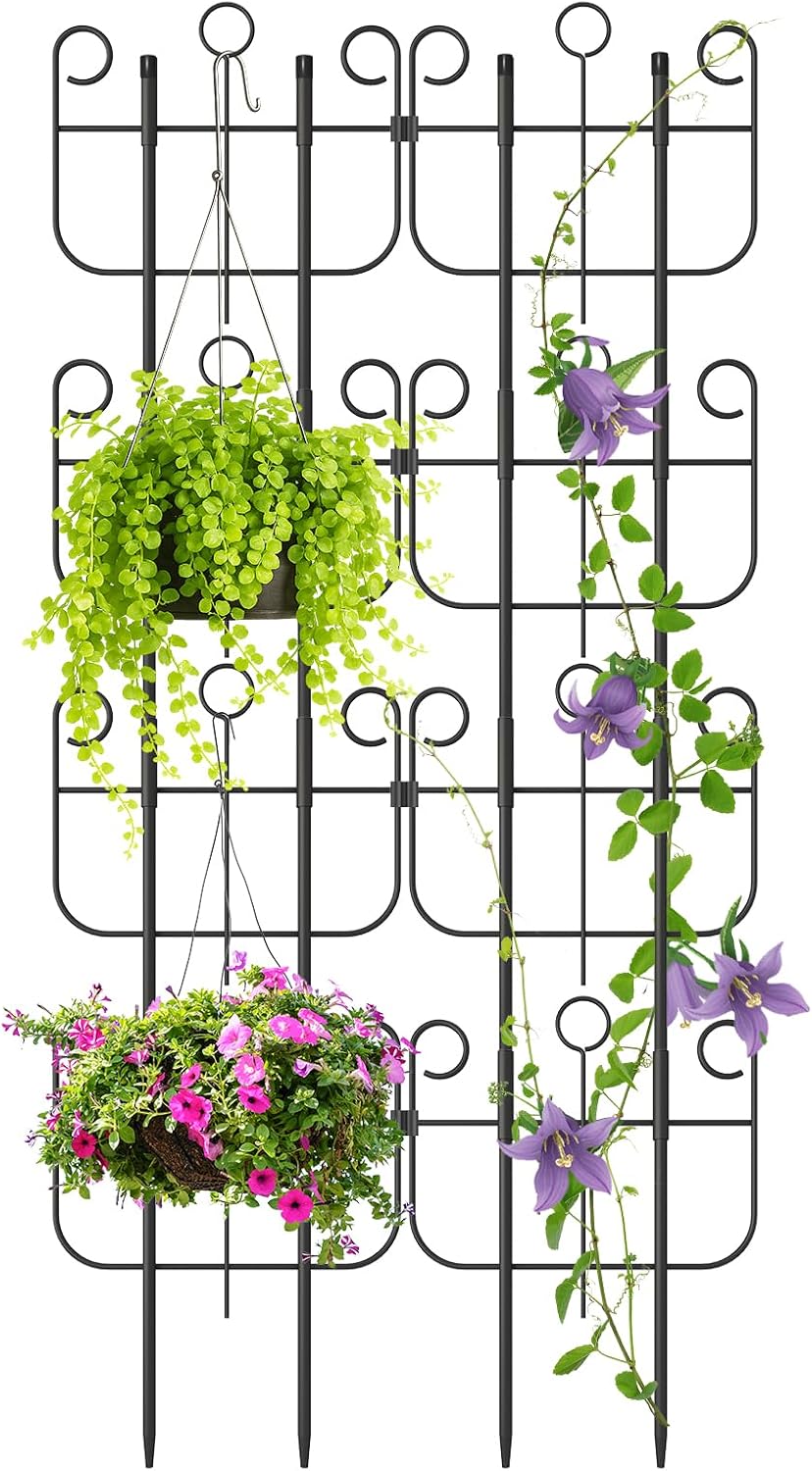 2 Pack Trellis for Climbing Plants Indoor, Expandable Heavy-Duty Metal Trellis for Potted Plants Outdoor, Flowers Vine Ivy, Sturdy Houseplant Pothos Plant Climber Support