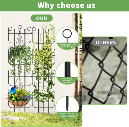 2 Pack Trellis for Climbing Plants Indoor, Expandable Heavy-Duty Metal Trellis for Potted Plants Outdoor, Flowers Vine Ivy, Sturdy Houseplant Pothos Plant Climber Support