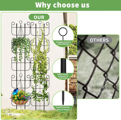 2 Pack Trellis for Climbing Plants Indoor, Expandable Heavy-Duty Metal Trellis for Potted Plants Outdoor, Flowers Vine Ivy, Sturdy Houseplant Pothos Plant Climber Support