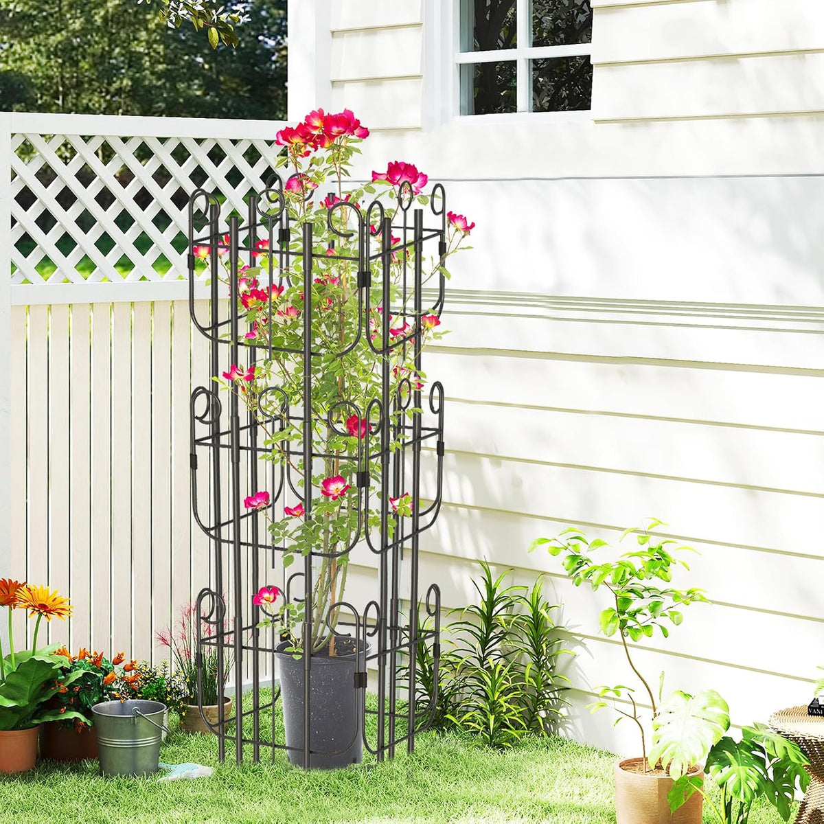 2 Pack Trellis for Climbing Plants Indoor, Expandable Heavy-Duty Metal Trellis for Potted Plants Outdoor, Flowers Vine Ivy, Sturdy Houseplant Pothos Plant Climber Support