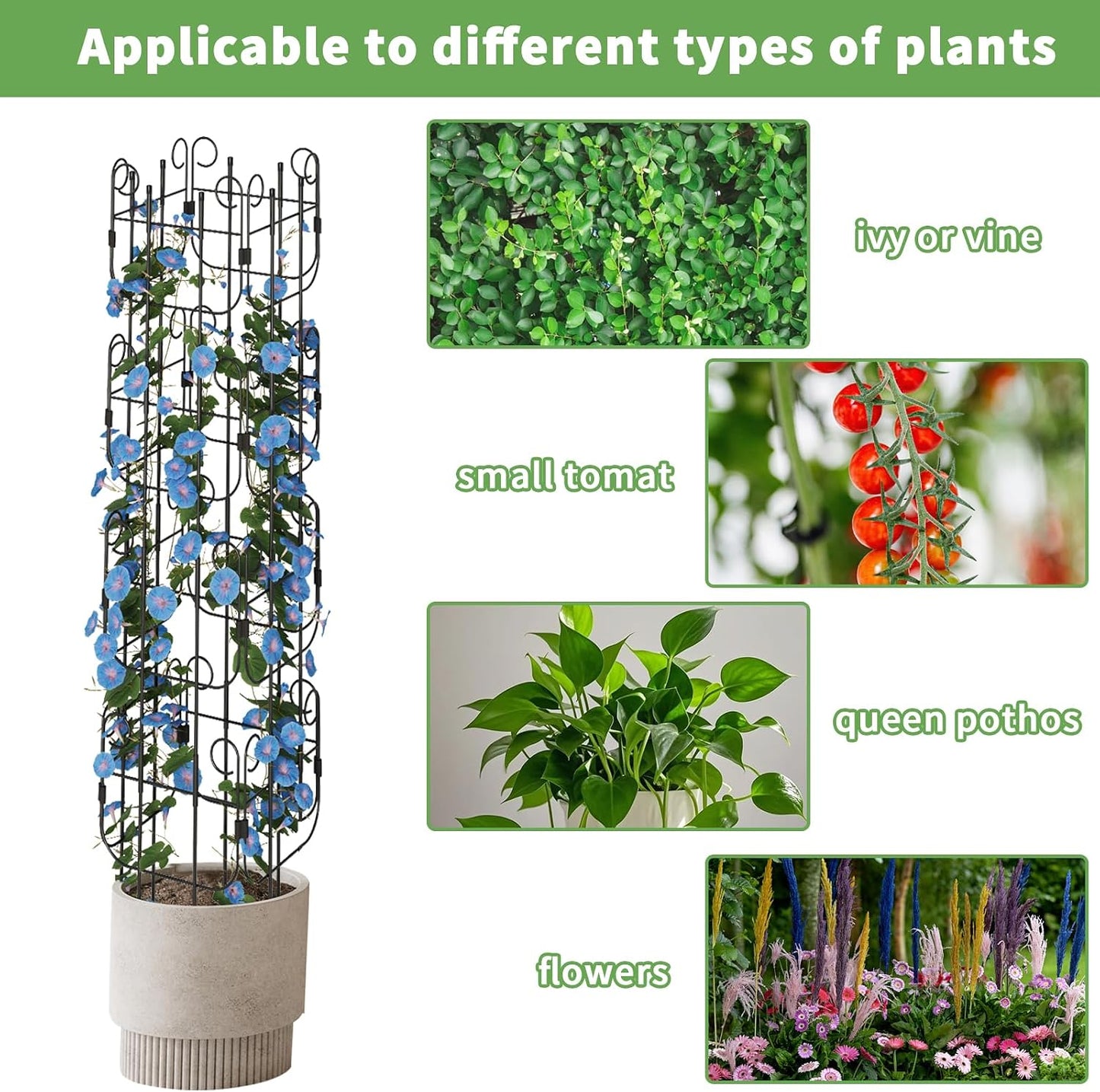 2 Pack Trellis for Climbing Plants Indoor, Expandable Heavy-Duty Metal Trellis for Potted Plants Outdoor, Flowers Vine Ivy, Sturdy Houseplant Pothos Plant Climber Support
