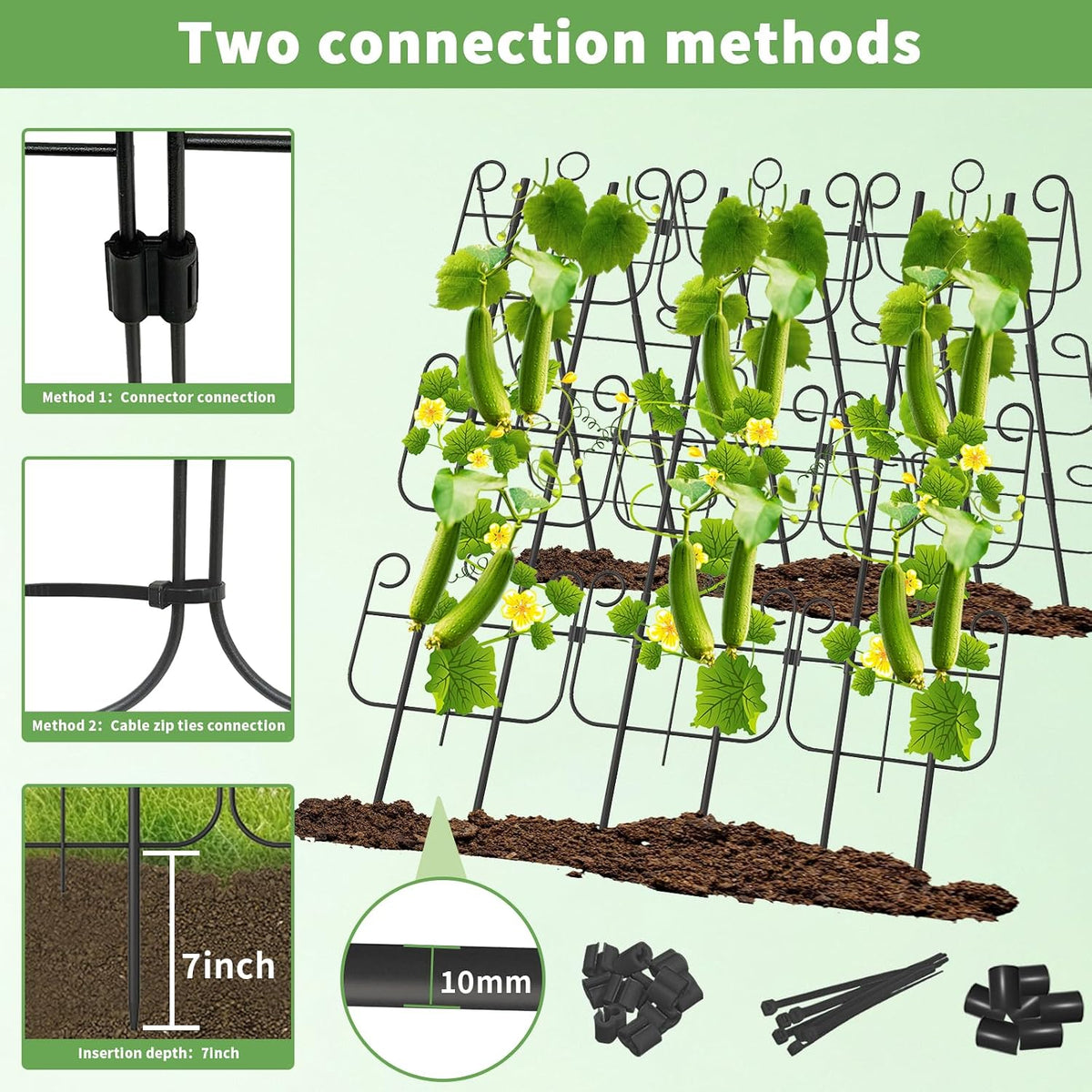 2 Pack Trellis for Climbing Plants Indoor, Expandable Heavy-Duty Metal Trellis for Potted Plants Outdoor, Flowers Vine Ivy, Sturdy Houseplant Pothos Plant Climber Support