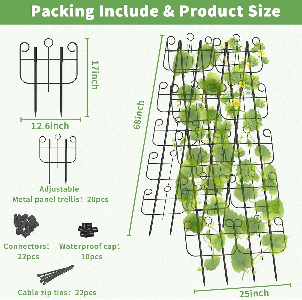 2 Pack Trellis for Climbing Plants Indoor, Expandable Heavy-Duty Metal Trellis for Potted Plants Outdoor, Flowers Vine Ivy, Sturdy Houseplant Pothos Plant Climber Support