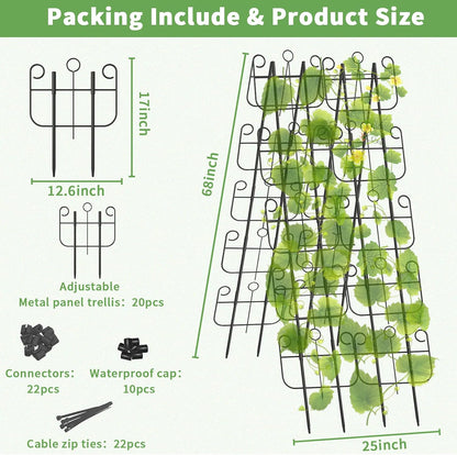 2 Pack Trellis for Climbing Plants Indoor, Expandable Heavy-Duty Metal Trellis for Potted Plants Outdoor, Flowers Vine Ivy, Sturdy Houseplant Pothos Plant Climber Support