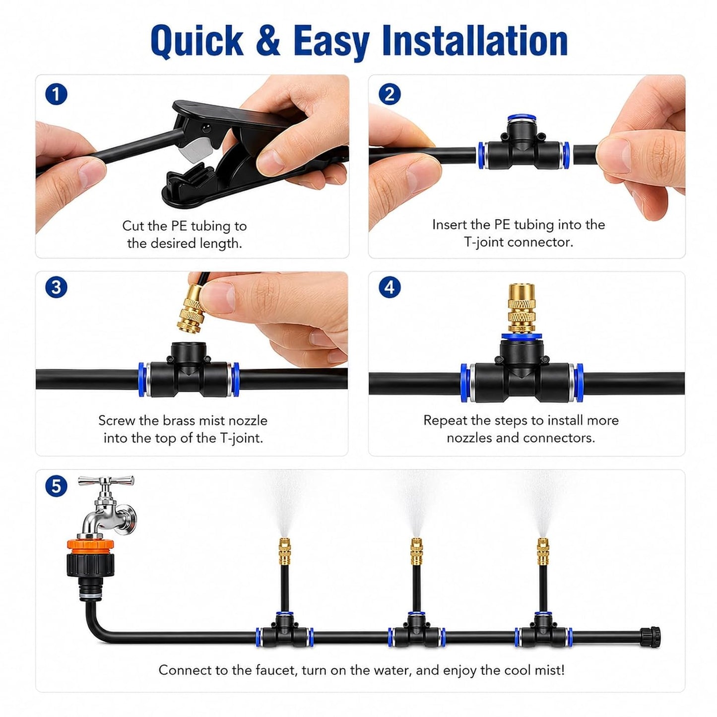 49Ft Drip Irrigation System Kit 1/4Inch Tubing Adjustable Nozzles Garden