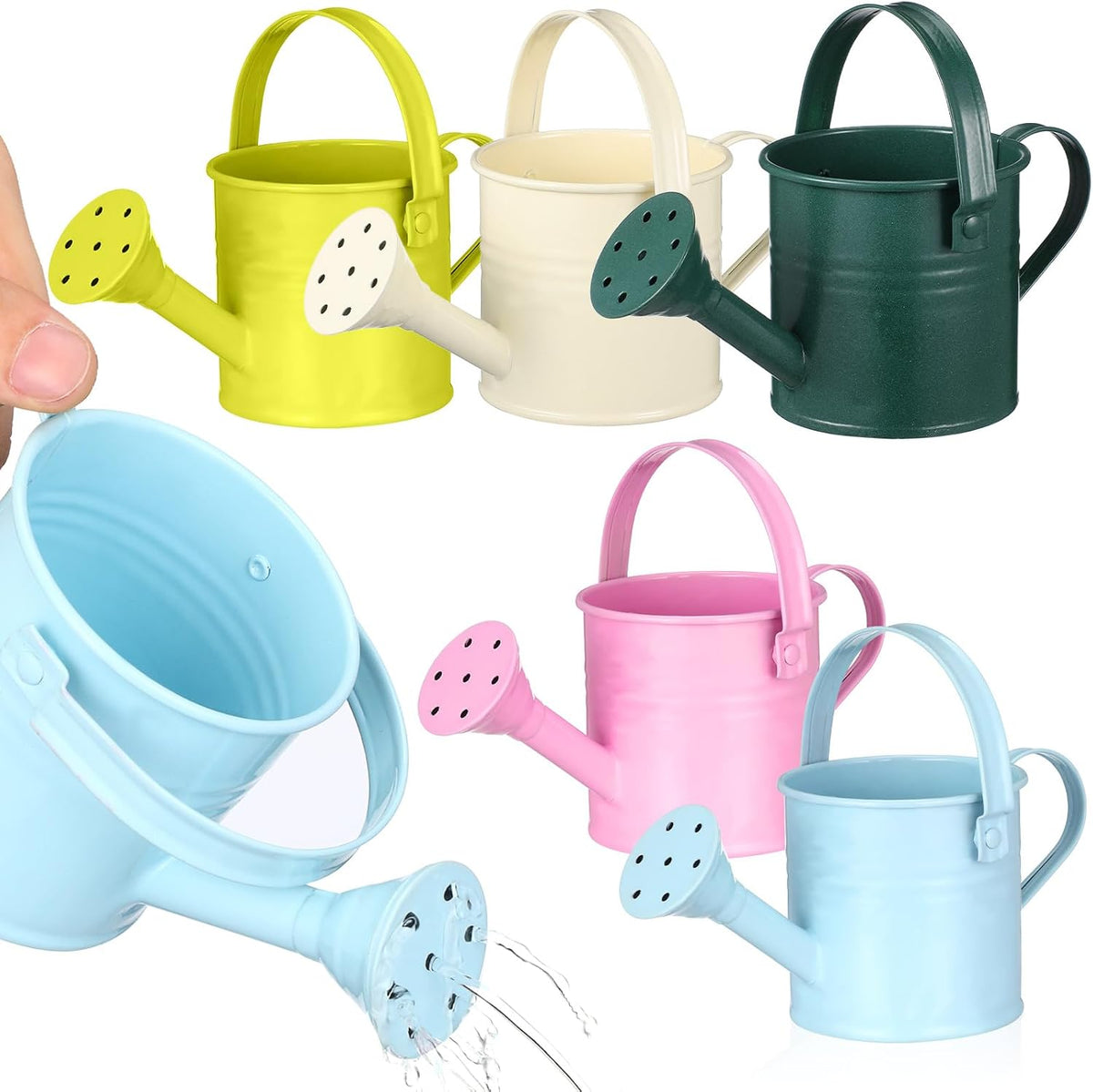 5PCS Mini Watering Cans Kids Metal Watering Can for Indoor Plants, Small Water Can Toddler Gardening Tool Beach Play, Multifunctional Cute Metal Jug for Craft, Home Decor Flower Bucket