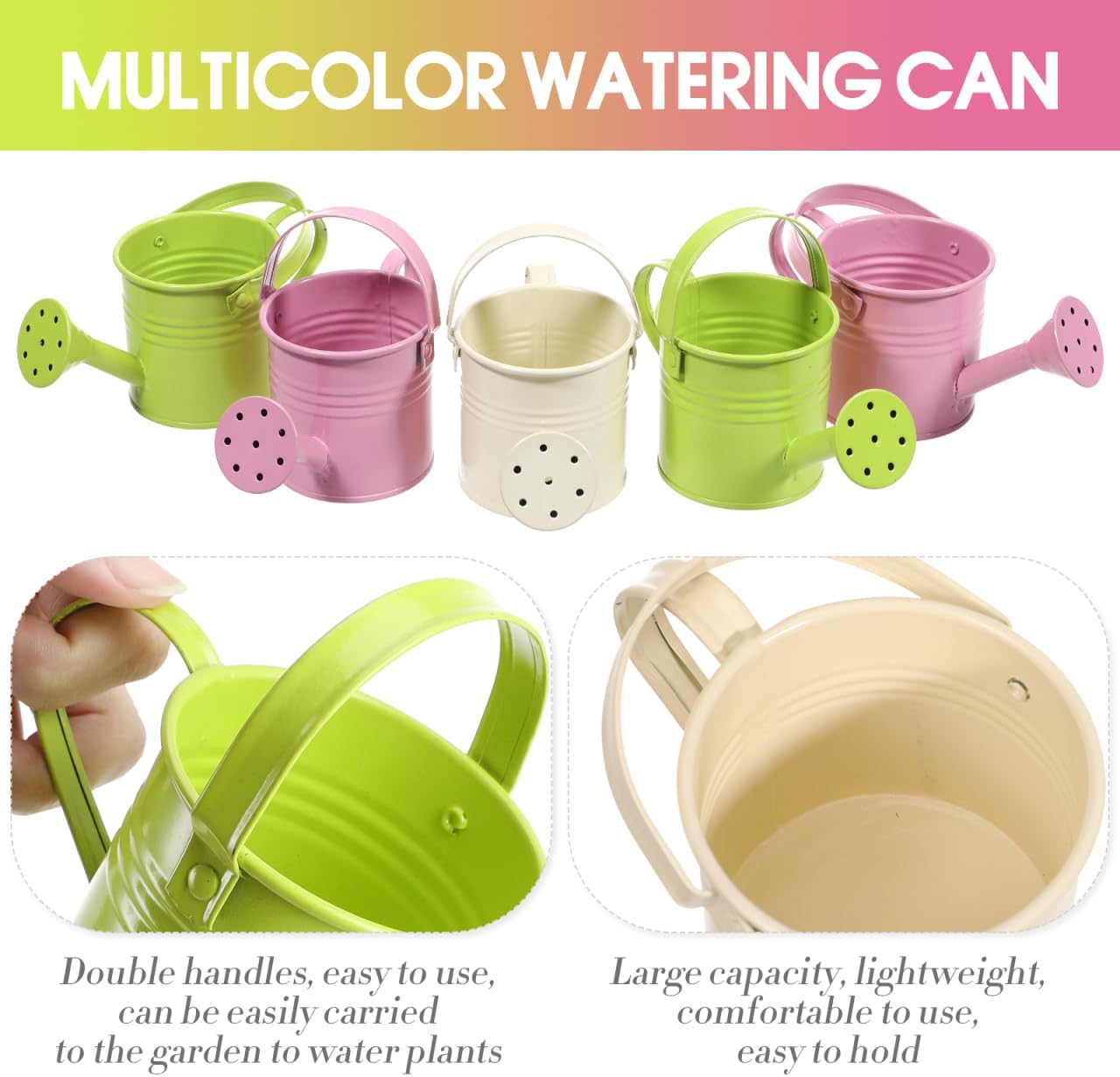 5PCS Mini Watering Cans Kids Metal Watering Can for Indoor Plants, Small Water Can Toddler Gardening Tool Beach Play, Multifunctional Cute Metal Jug for Craft, Home Decor Flower Bucket