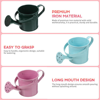 5PCS Mini Watering Cans Kids Metal Watering Can for Indoor Plants, Small Water Can Toddler Gardening Tool Beach Play, Multifunctional Cute Metal Jug for Craft, Home Decor Flower Bucket