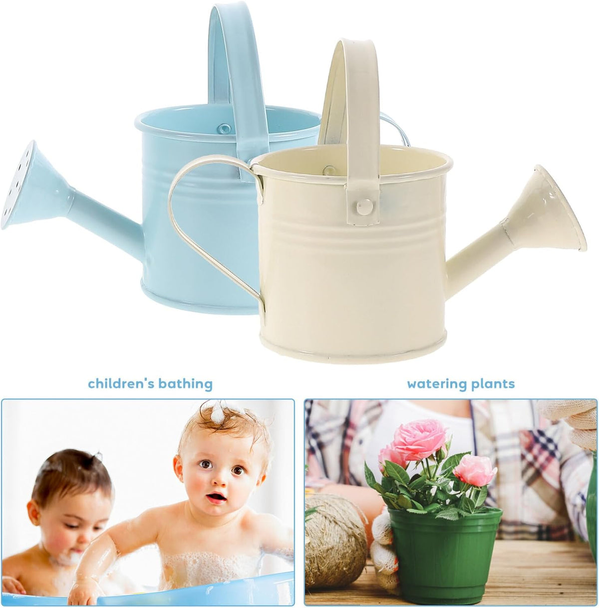 5PCS Mini Watering Cans Kids Metal Watering Can for Indoor Plants, Small Water Can Toddler Gardening Tool Beach Play, Multifunctional Cute Metal Jug for Craft, Home Decor Flower Bucket