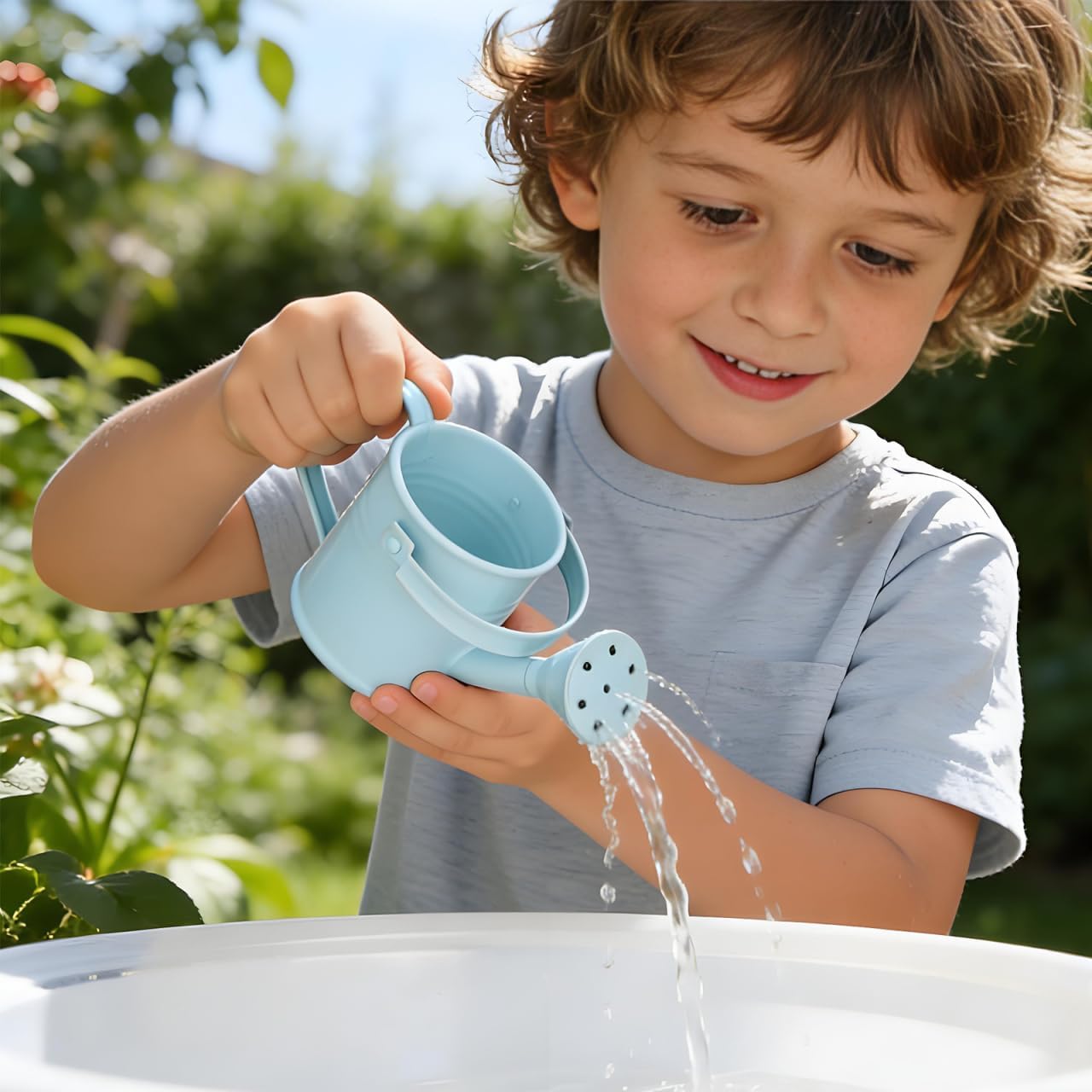 5PCS Mini Watering Cans Kids Metal Watering Can for Indoor Plants, Small Water Can Toddler Gardening Tool Beach Play, Multifunctional Cute Metal Jug for Craft, Home Decor Flower Bucket