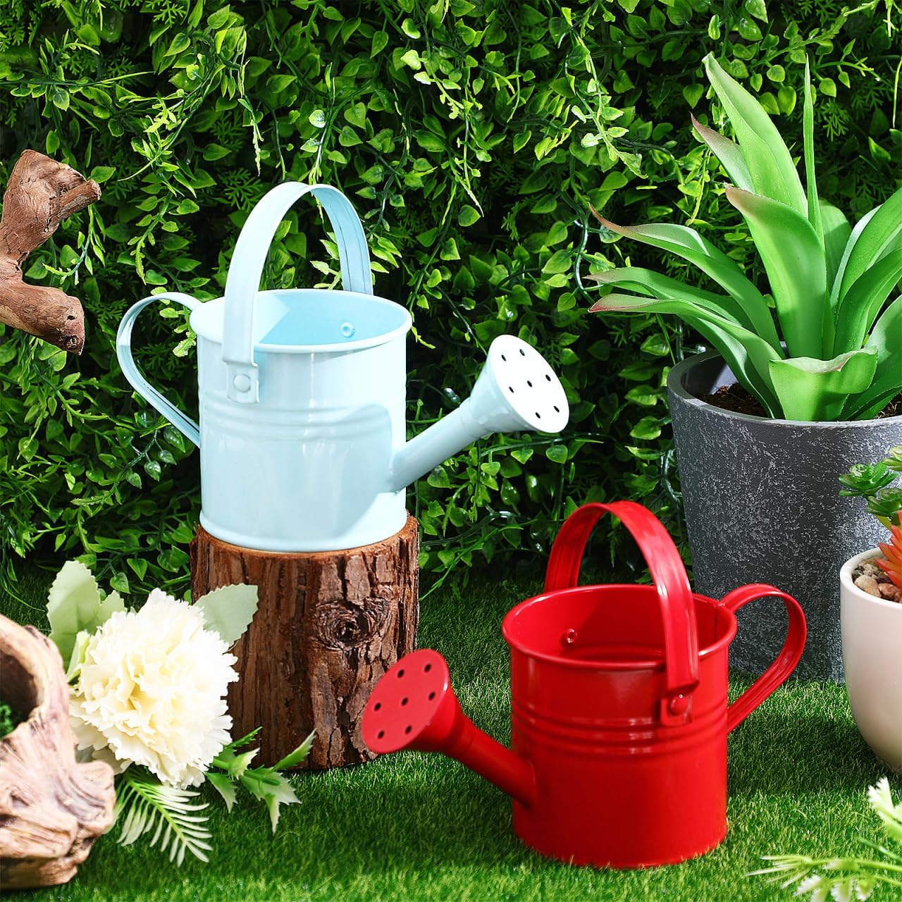 5PCS Mini Watering Cans Kids Metal Watering Can for Indoor Plants, Small Water Can Toddler Gardening Tool Beach Play, Multifunctional Cute Metal Jug for Craft, Home Decor Flower Bucket