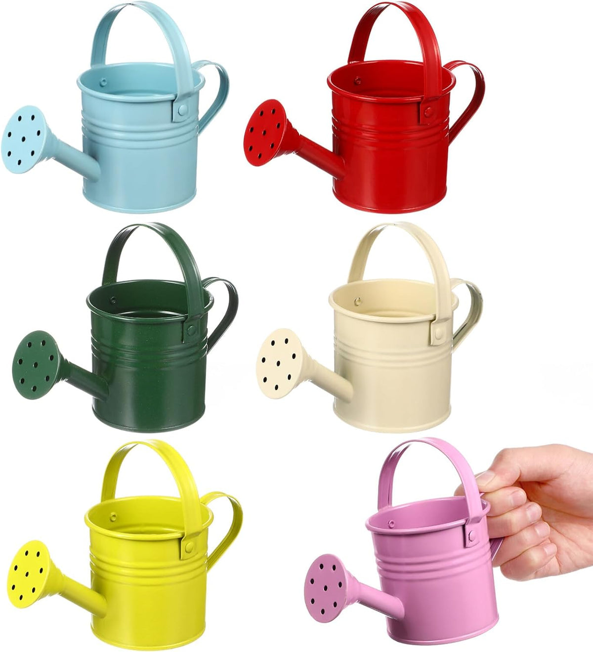 5PCS Mini Watering Cans Kids Metal Watering Can for Indoor Plants, Small Water Can Toddler Gardening Tool Beach Play, Multifunctional Cute Metal Jug for Craft, Home Decor Flower Bucket