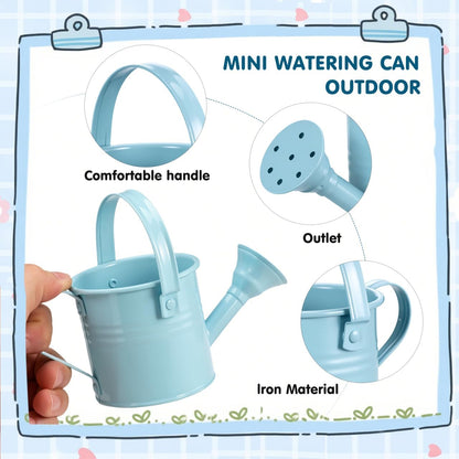 5PCS Mini Watering Cans Kids Metal Watering Can for Indoor Plants, Small Water Can Toddler Gardening Tool Beach Play, Multifunctional Cute Metal Jug for Craft, Home Decor Flower Bucket