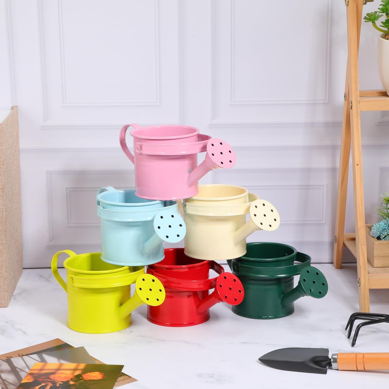 5PCS Mini Watering Cans Kids Metal Watering Can for Indoor Plants, Small Water Can Toddler Gardening Tool Beach Play, Multifunctional Cute Metal Jug for Craft, Home Decor Flower Bucket