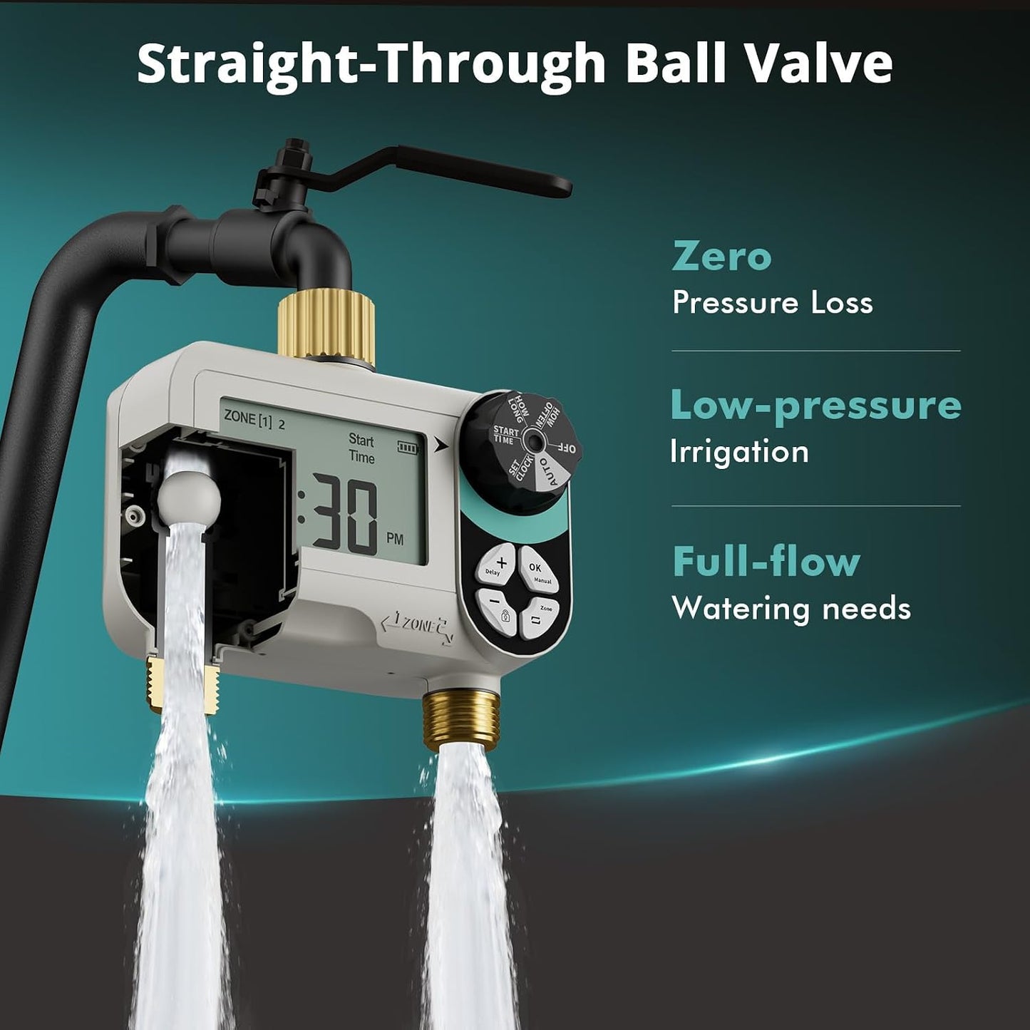 Zero Pressure Water Timer, Brass Sprinkler Timer for Garden Hose
