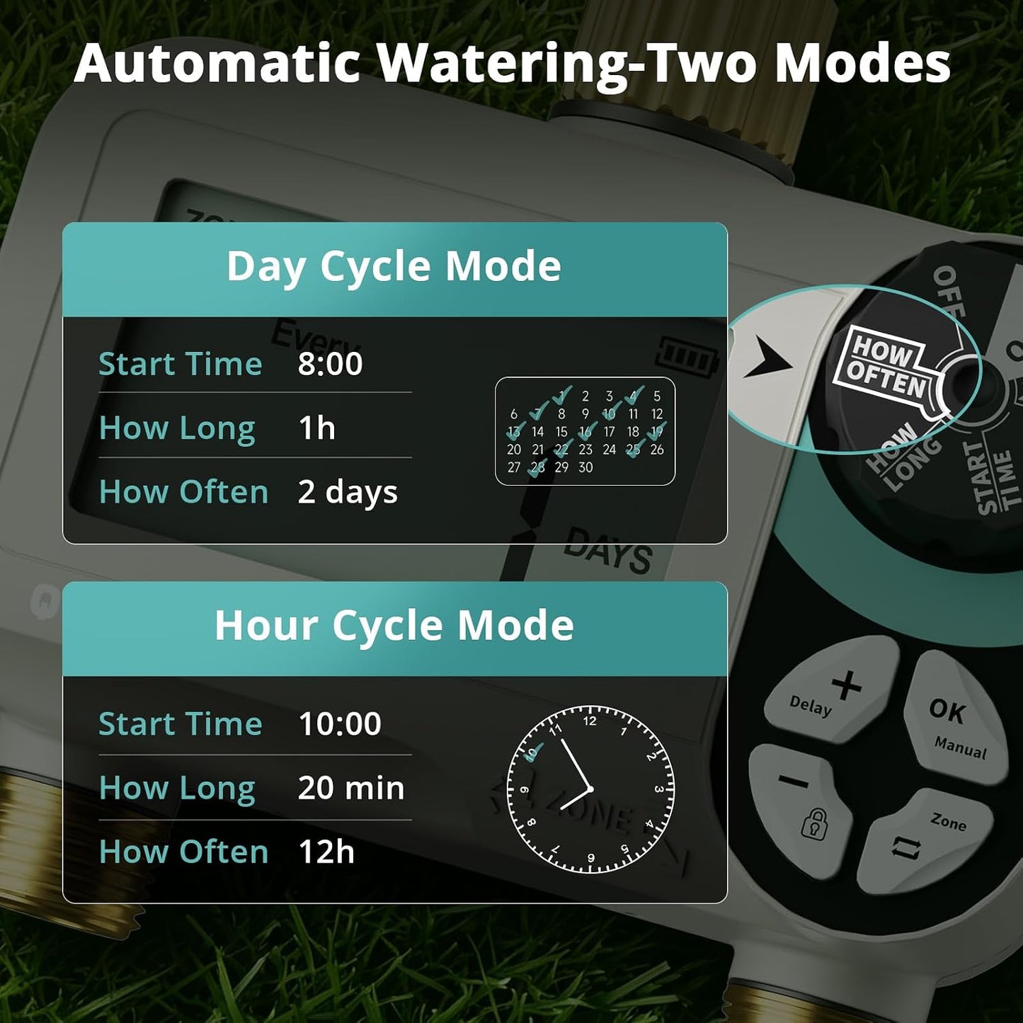 Zero Pressure Water Timer, Brass Sprinkler Timer for Garden Hose