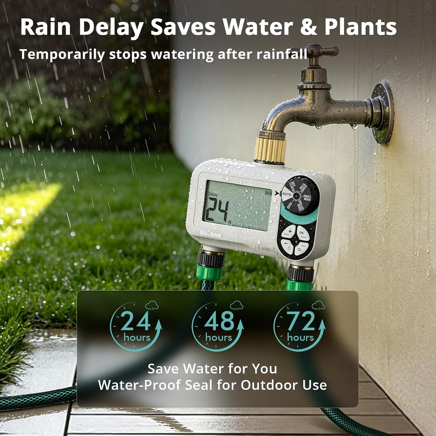 Zero Pressure Water Timer, Brass Sprinkler Timer for Garden Hose