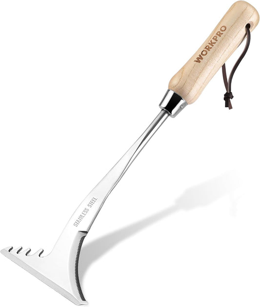 Crack Weeder, 13.5" Stainless Steel Weeding Tool, Wooden Handle