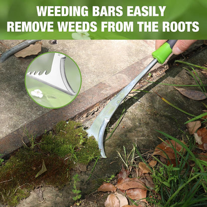 Crack Weeder, 13.5" Stainless Steel Weeding Tool, Wooden Handle