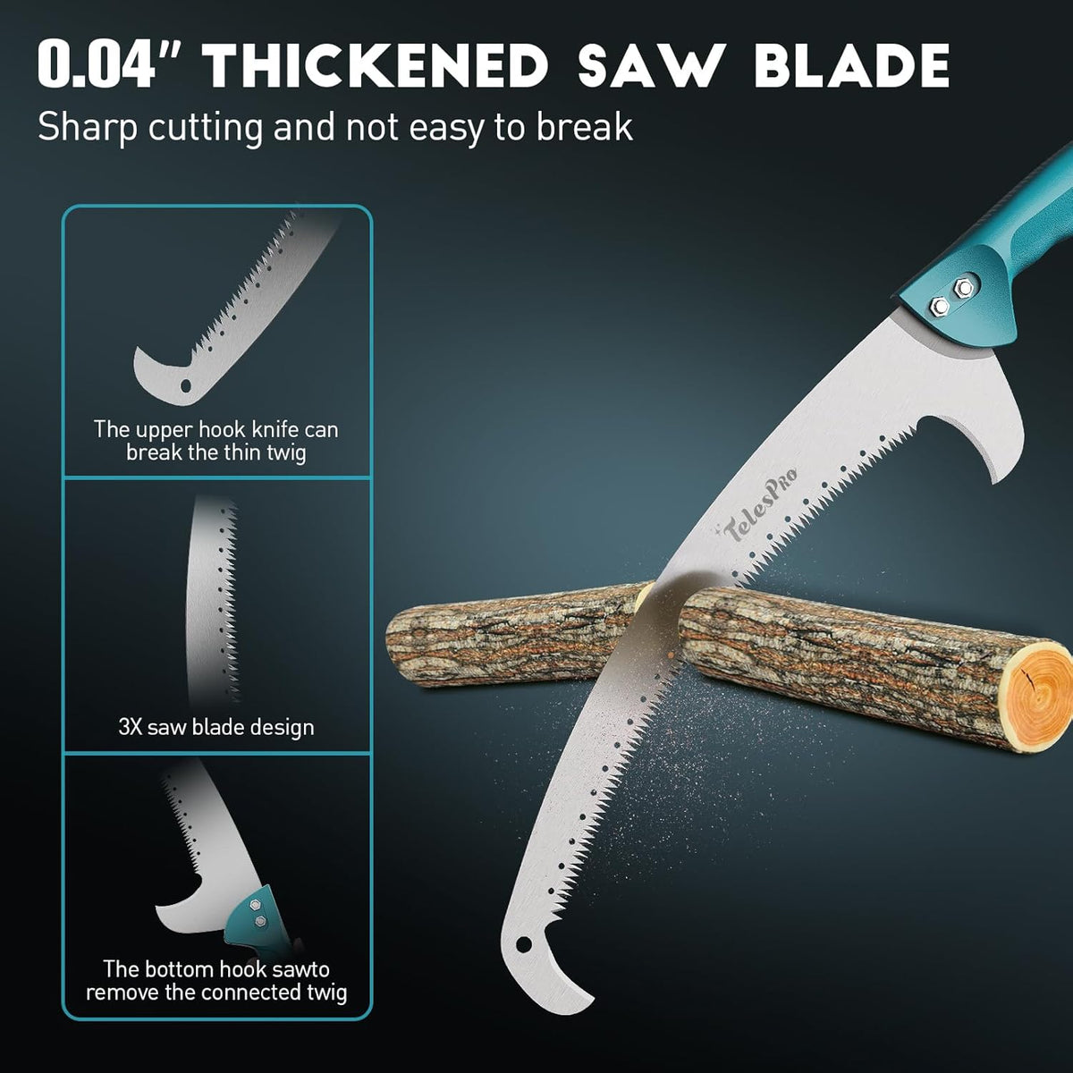 Extendable Tree Trimmer: Manual Pole Saw | 5-12ft Telescoping Pruning Pole for Tree Trimming | Saw Attachment, Safety Goggles, and Gloves Included | Trim Branches up to 2" Diameter