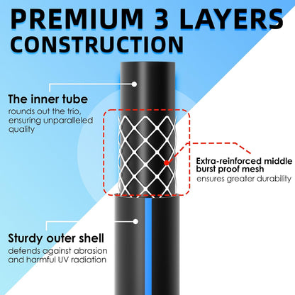 5/8 IN. × 5FT. Heavy Duty Hybrid Rubber Garden Hose, High Flow 5/8" I.D. No Memory Durable Lightweight Water Hose Leader Hose for Watering, Irrigation, Water Transfer Pump