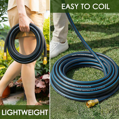 5/8 IN. × 5FT. Heavy Duty Hybrid Rubber Garden Hose, High Flow 5/8" I.D. No Memory Durable Lightweight Water Hose Leader Hose for Watering, Irrigation, Water Transfer Pump