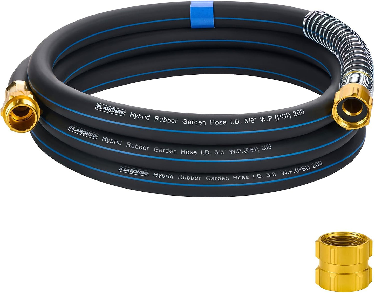 5/8 IN. × 5FT. Heavy Duty Hybrid Rubber Garden Hose, High Flow 5/8" I.D. No Memory Durable Lightweight Water Hose Leader Hose for Watering, Irrigation, Water Transfer Pump